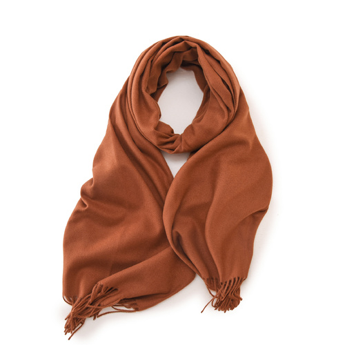 Pyrosugar 2 PCS Skin Red Solid Color Scarf Shawl with Tassels - Warm Korean Style Wrap (180cm x 70cm) - Main Image