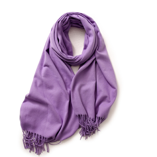 Purple 2 PCS Skin Red Solid Color Scarf Shawl with Tassels - Warm Korean Style Wrap (180cm x 70cm) - Main Image