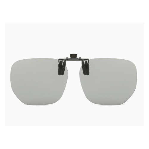 Grey to Dark Grey 2-Piece Flip-Up Sunglasses Clip-On Set for Glasses - UV-Protective Square Polarized Lenses for Driving - Main Image