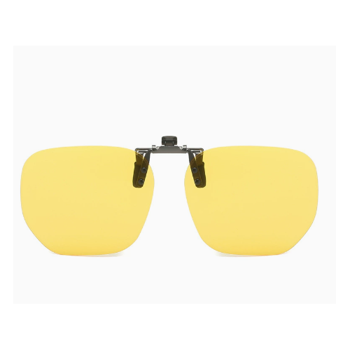 Night Vision 2-Piece Flip-Up Sunglasses Clip-On Set for Glasses - UV-Protective Square Polarized Lenses for Driving - Main Image