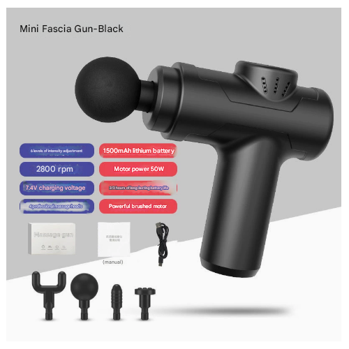 Black Portable Mini Massage Gun for Deep Tissue - Adjustable Impact Neck Massager with Rechargeable Battery - Main Image