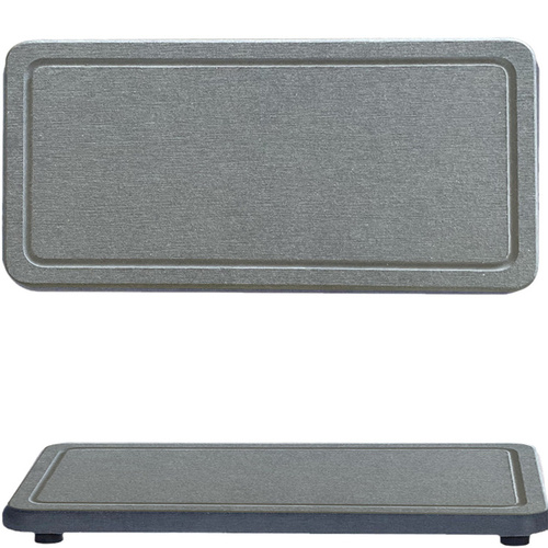 Engraved Inner Frame - Dark Grey 2-Piece Rectangular Diatomaceous Earth Coaster Set - Absorbent Grooved Mat for Sink and Bathroom - Main Image