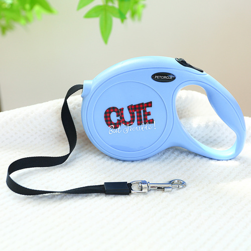 Blue Cut 5m Cartoon Retractable Dog Leash for Golden Retriever & Poodle Puppies - Durable, Tangle-Free Pet Walking Essential - Main Image