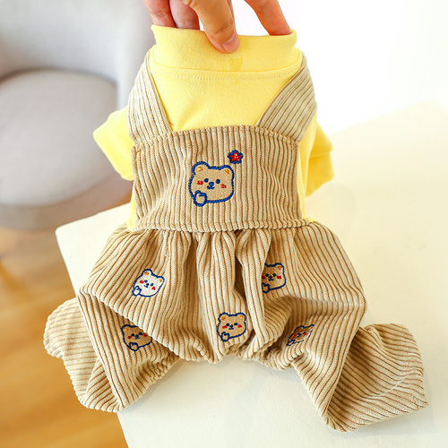 S Black And White Striped Pocket Bib Pants Cute Four-Legged Dog Clothes - Spring/Summer Pet Outfit, Soft & Breathable - Main Image