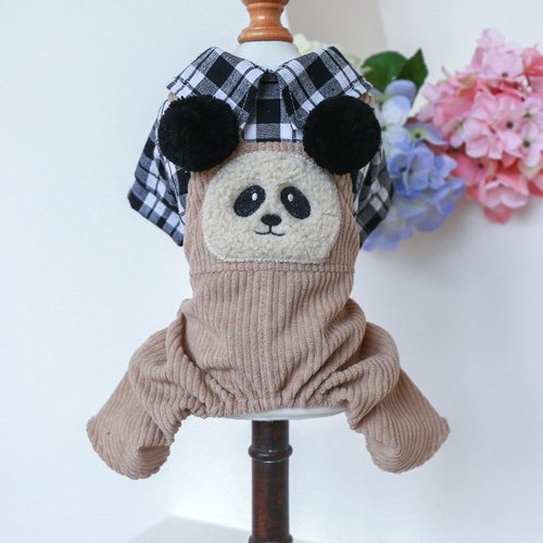 M Panda Ball Bib Pants Cute Four-Legged Dog Clothes - Spring/Summer Pet Outfit, Soft & Breathable - Main Image
