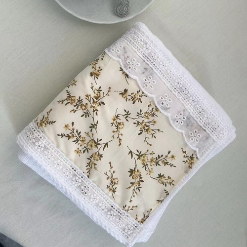 2 PCS Yellow Small Flower B 100% Cotton Solid Color Thickened Adult Face Towel with Floral Soft Texture - 35 x 75cm - Main Image