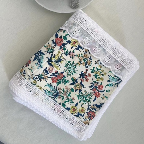 2 PCS Navy Blue Floral 100% Cotton Solid Color Thickened Adult Face Towel with Floral Soft Texture - 35 x 75cm - Main Image