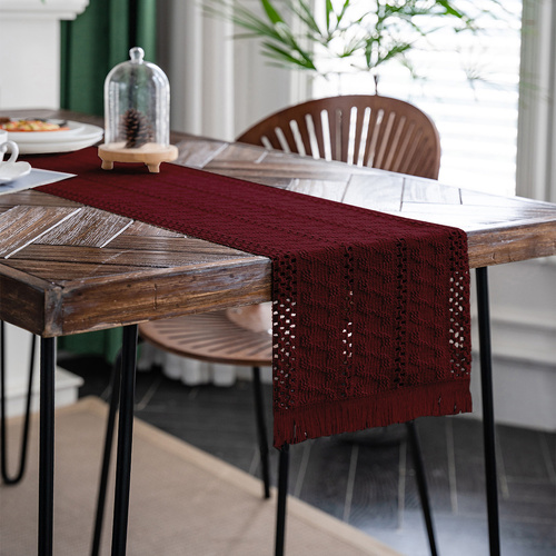 Twisted Handmade Tassel Table Flag Vintage-Inspired Chinese Table Runner with Retro Ambiance - 30x200cm New Style Tea Flag for TV Cabinet and Festival - Main Image