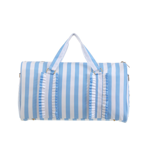 Blue Travel Bag with Large Capacity - Stylish Striped Backpack for Short Trips, 40x28x10cm - Main Image