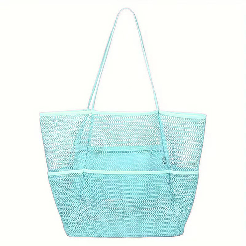 Blue Double Layer Mesh Beach Bag - Large Capacity - Main Image