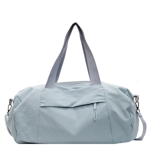 Blue Candy-Colored Women's Gym Duffel Bag - Large Capacity Cylindrical Travel Tote with Handles - Main Image
