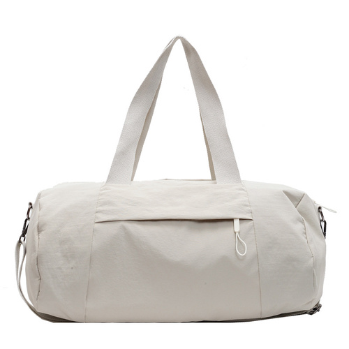 Beige Candy-Colored Women's Gym Duffel Bag - Large Capacity Cylindrical Travel Tote with Handles - Main Image