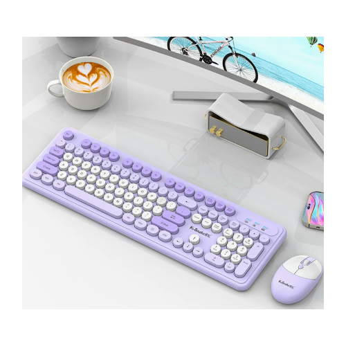 Purple Punk Color Wireless 2.4G Keyboard and Mouse Combo - Ergonomic Design with Long Battery Life - Main Image