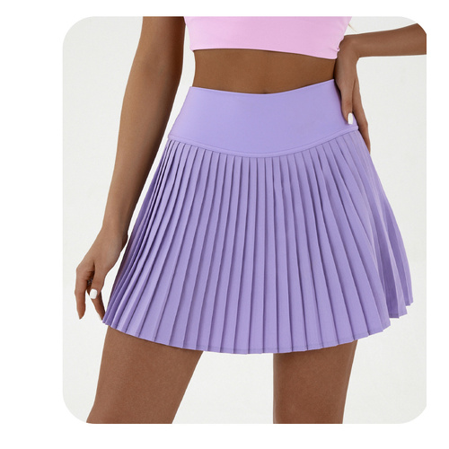 High waist purple pleated skirt | built-in shorts to prevent exposure - suitable for yoga, badminton and golf  Size XL - Main Image