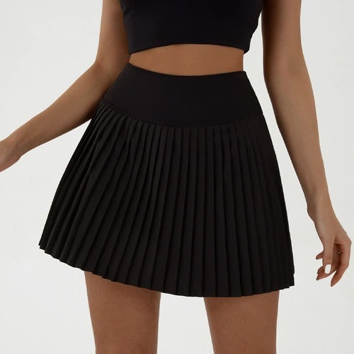 High waist black pleated skirt | built-in shorts to prevent exposure - suitable for yoga, badminton and golf  Size S - Main Image