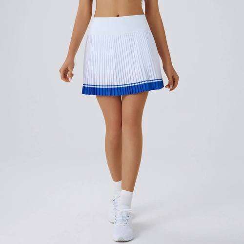 High waist Blue and White pleated skirt | built-in shorts to prevent exposure - suitable for yoga, badminton and golf  Size XS - Main Image
