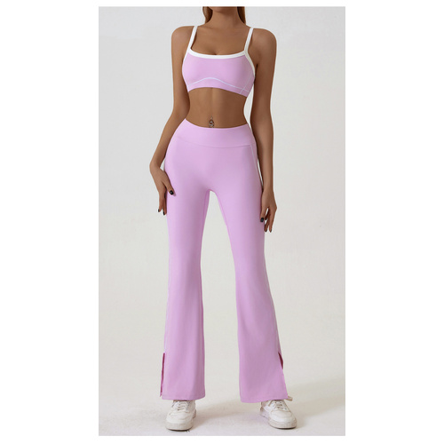 Pink Flared Leggings & Sports Bra Set - Breathable & Stretchy Activewear for Yoga, Running & Gym Workouts Size XL - Main Image