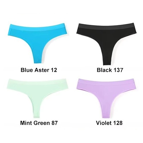 4 pcs Women's Sexy Low-Waist Cotton Thong Underwear, Size S - Main Image