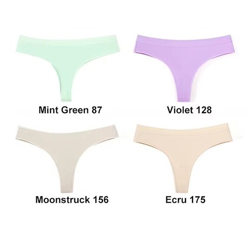 4 pcs Women's Sexy Low-Waist Cotton Thong Underwear, Size S - Main Image