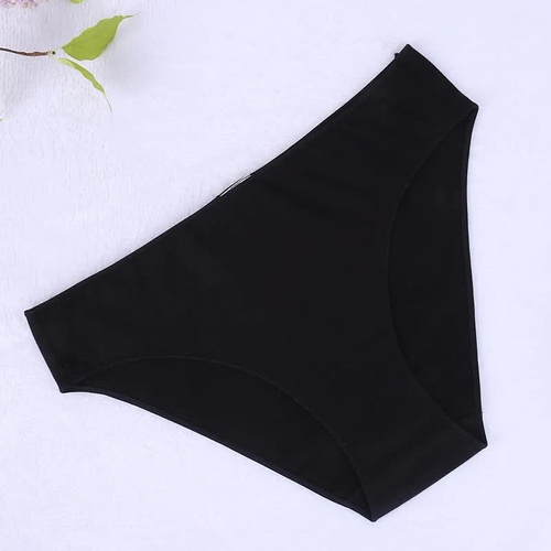 4 pcs Black High-Waisted Cotton Bikini Briefs for Women, Slim Fit & Comfortable M Size - Main Image