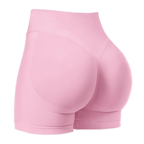 Pink High-Waisted Yoga Shorts for Women, Butt-Lifting Fitness Running Shorts, Sports Leggings for Workout, Size XL - Main Image
