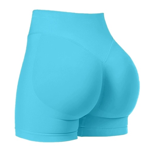 Glacier Blue High-Waisted Yoga Shorts for Women, Butt-Lifting Fitness Running Shorts, Sports Leggings for Workout, Size XL - Main Image