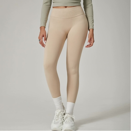 Khaki High-Waisted Butt Lift Yoga Pants for Women - Peach Hip Design, Full-Length Leggings, Workout and Fitness Activewear size M - Main Image