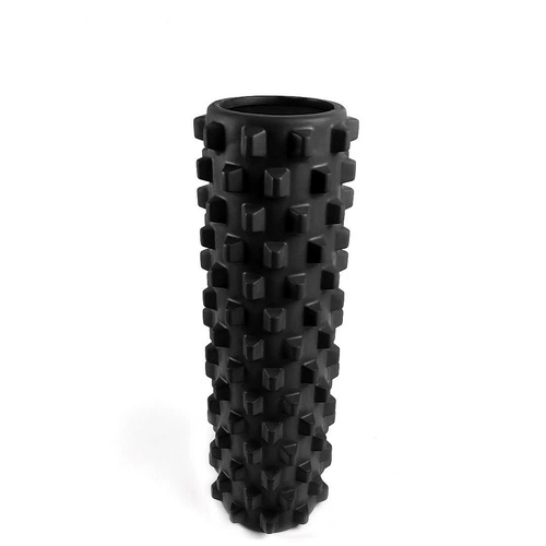 Black Solid Yoga Foam Roller 45cm -Colorful Wolf Tooth Design Muscle Relaxation Massage Stick for Fitness and Sports - Main Image