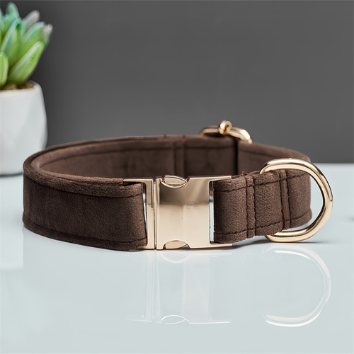 Dark Brown Durable Dog Collar with Metal Buckle - Adjustable Nylon Pet Collar for Small to Large Dogs Size M - Main Image