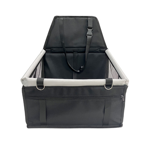 Black and Grey Portable Pet Car Seat for Dogs and Cats - Adjustable Car Seat Cover, Pet Travel Car Carrier with Safety Belt - Main Image