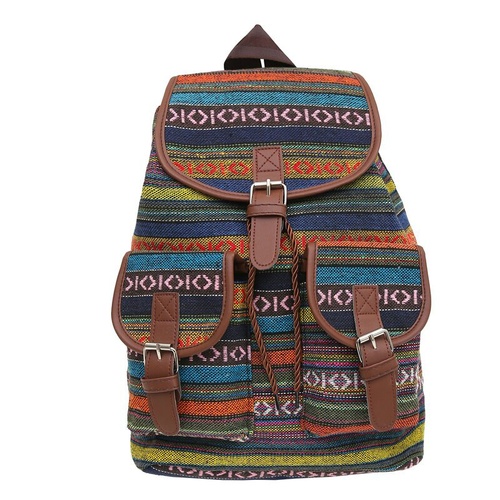 Yellow Stripes Boho Pattern Backpack - Stylish Casual Backpack for Everyday - Main Image