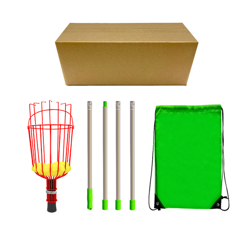 Fruit picking tool with telescopic pole - stainless steel fruit picking pole, high altitude tree fruit picking tool 1.6m - Main Image