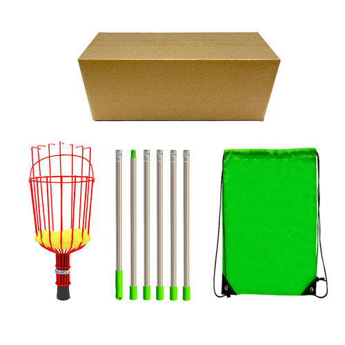 Fruit picking tool with telescopic pole - stainless steel fruit picking pole, high altitude tree fruit picking tool 2.4m - Main Image