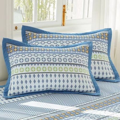 Blue rhombus Soft Cotton Gauze Pillowcase Set - Breathable, Non-slip, Extra Large (Pillow Core Not Included)56x80cm - Main Image