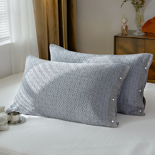 Gray Prism Snap-On Cotton Gauze Pillowcase Set - Full Coverage, Non-Slip, Easy Closure (One pair without pillow core) - Main Image