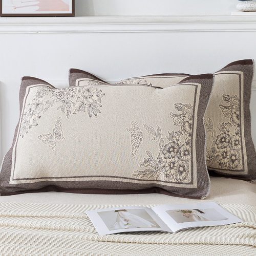 Pair of Butterfly pattern Tied Cotton Gauze Pillow Cover - Secure Fit, Premium Comfort (Insert Not Included) - Main Image