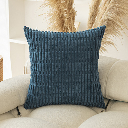 Blue Set of 2 Corduroy Style Throw Pillow Covers - Machine Washable 50*50CM - Main Image
