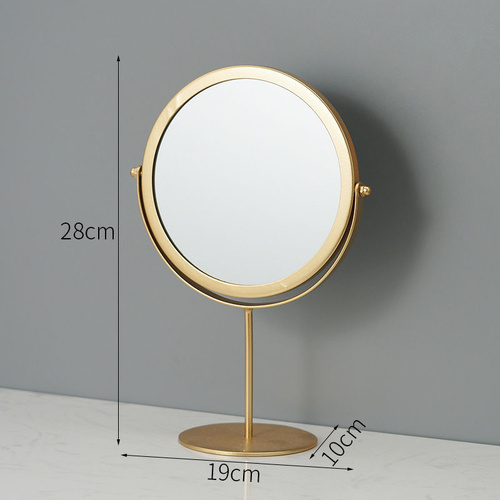 Gold Rotating Tabletop Makeup Mirror - 360° Swivel Vanity Mirror for Bedroom & Desk - Main Image