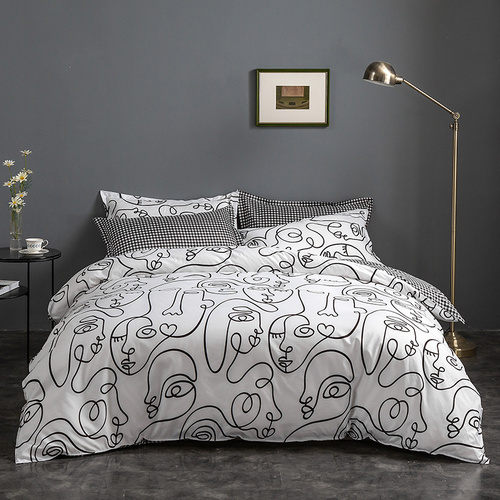 White graffiti Duvet Cover - 3 Piece Bedding Set (with Corner Ties)Quilt cover 230cm x 265cm, pillowcase 51 x 92cm - Main Image