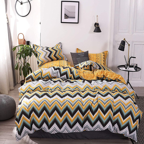 Yellow Duvet Cover - 3 Piece Bedding Set (with Corner Ties)Quilt cover 230cm x 265cm, pillowcase 51 x 92cm - Main Image