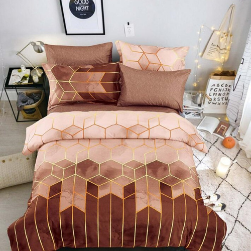 Geometric Print Duvet Cover - 3 Piece Brown Ombre Bedding Set Quilt cover 230x230cm-Pillow cover 51x76cm - Main Image