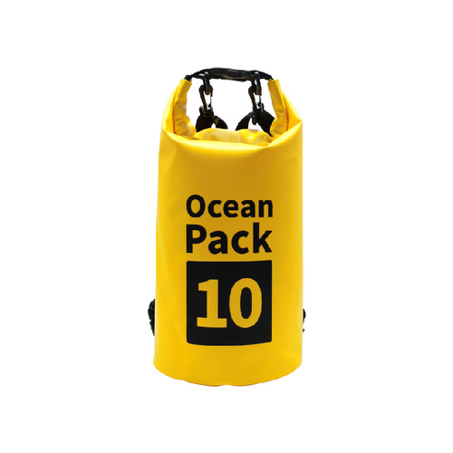 Yellow 10L Waterproof Dry Bag - PVC Mesh Rafting & Swimming Backpack - Main Image