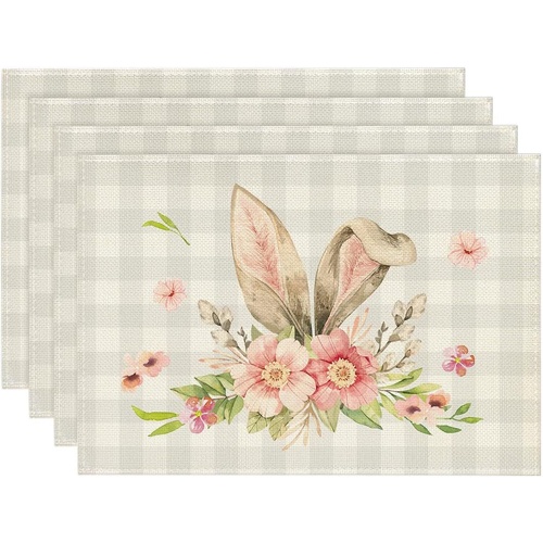 Easter Cotton-Linen Placemats - Set of 4 Anti-Stain Table Mats(Style 2) - Main Image