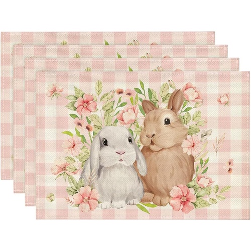 Easter Cotton-Linen Placemats - Set of 4 Anti-Stain Table Mats(Style 4) - Main Image