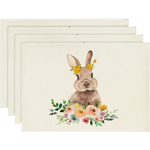 Easter Cotton-Linen Placemats - Set of 4 Anti-Stain Table Mats(Style 8) - Main Image