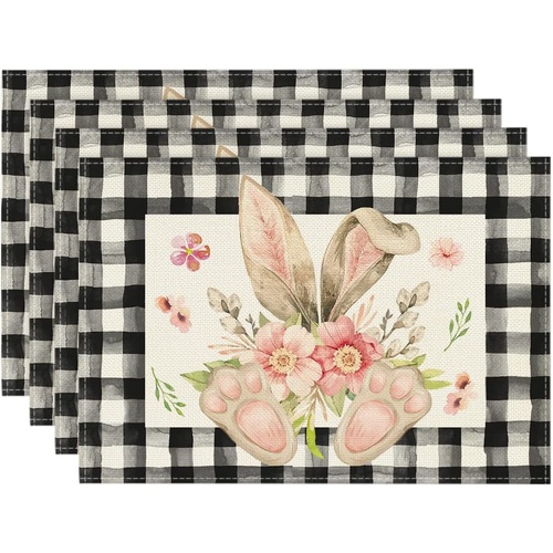 Easter Cotton-Linen Placemats - Set of 4 Anti-Stain Table Mats(Style 10) - Main Image