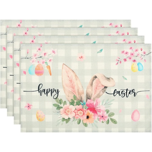 Easter Cotton-Linen Placemats - Set of 4 Anti-Stain Table Mats(Style 12) - Main Image