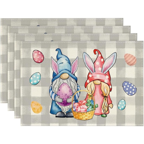 Easter Cotton-Linen Placemats - Set of 4 Anti-Stain Table Mats(Style 15) - Main Image