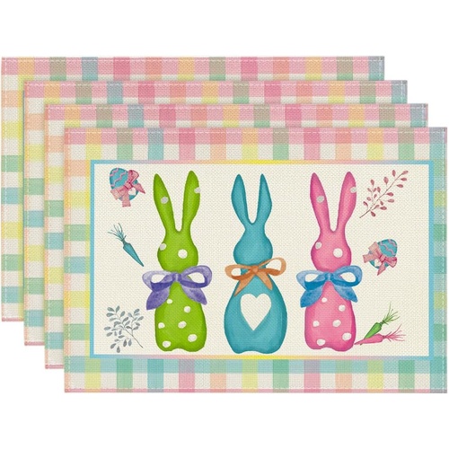 Easter Cotton-Linen Placemats - Set of 4 Anti-Stain Table Mats(Style 17) - Main Image