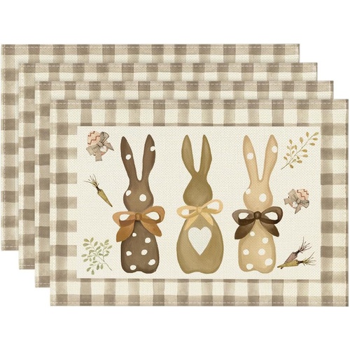 Easter Cotton-Linen Placemats - Set of 4 Anti-Stain Table Mats(Style 20) - Main Image